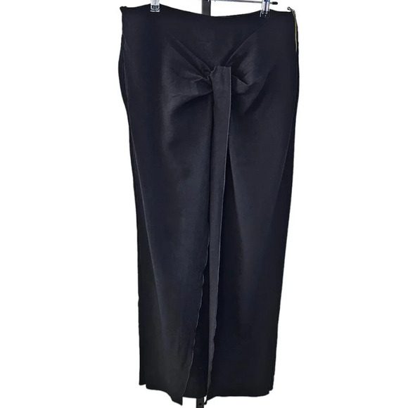 Roland Mouret Womens Wide Leg Twist Front Layered Pants Size 10 Black - Picture 1 of 13
